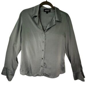 Kasper Women's Gray 100% Silk Button up Blouse Size 10